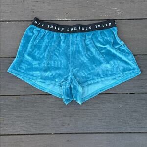 Juicy Couture Blue Velour Logo Sleep Shorts Small Y2K